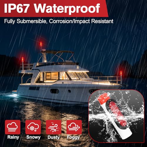 2pcs Waterproof Boat Trailer Guide Pole Lights 12V Red LED Turn Signal Brake