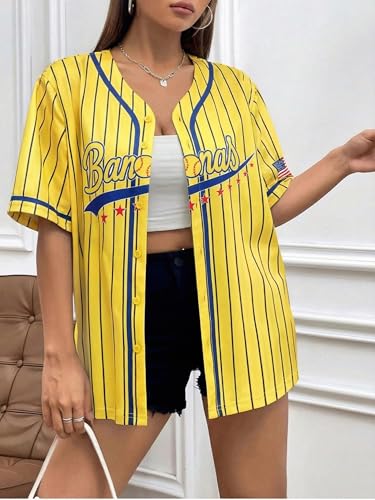 Women's Baseball Jersey Game Day Shirt - Graphic T-Shirt XL Yellow