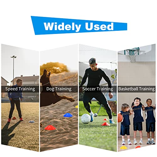 100PCS Soccer Cones Set with Carry Bags and Holders - Bright Colors for Training