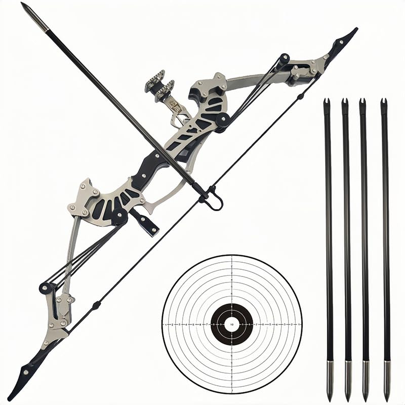 16" Compound Bow and Arrow Set 16lbs, Right/Left Handed for Target Shooting Hunting Games Archery Bow Set Gift