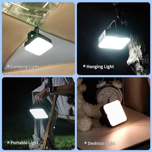 Solar Camping Lantern Rechargeable -1000LM 8000mAh Battery Operated Tent Light, IP65 Waterproof Portable LED Flashlight for Emergency, Hiking, Camping Essential