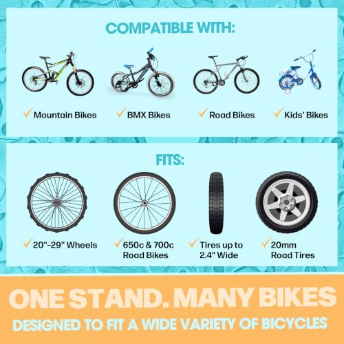 Bike Floor Stand with Rubber Feet for 20-29 Inch Bikes, Foldable & Stable