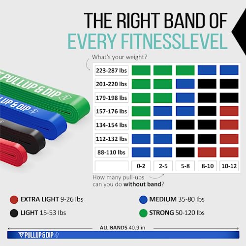 Resistance Bands Set with Door Anchor and Exercise Guide - Extra Light to Heavy, Pink, Red, Blue, Green