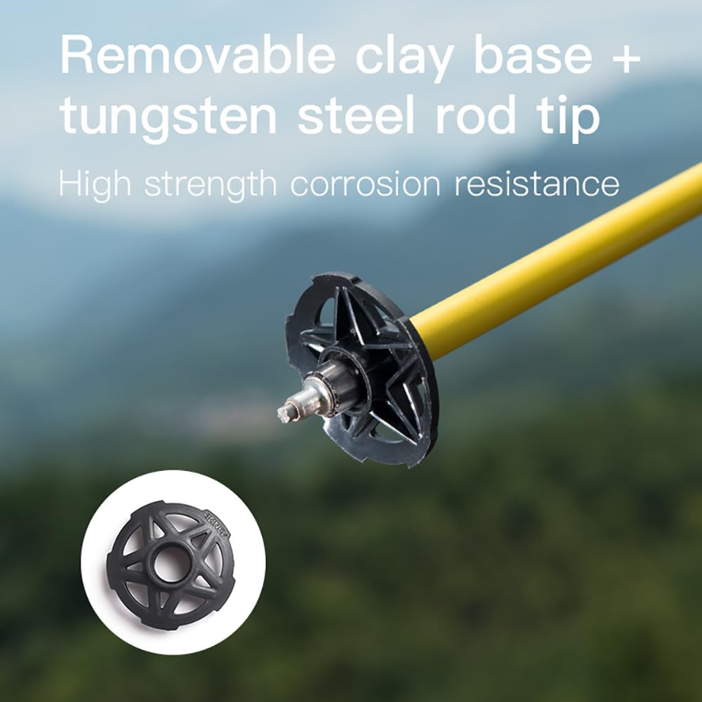 AONIJIE 2pcs New Folding Durable Trekking Pole, Lightweight Quick-Lock 7075 Aluminum Alloy Walking Pole for Cross-Country, (Yellow red,110cm)