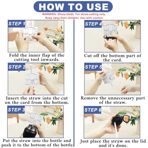 Replacement Straw Set for ThermoFlask Water Bottles - 10 Straws with Brushes & Cutter