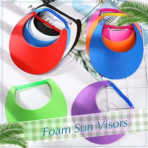 Hanaive 9 Pcs Foam Sun Visors for Women and Kids - Classic Colors