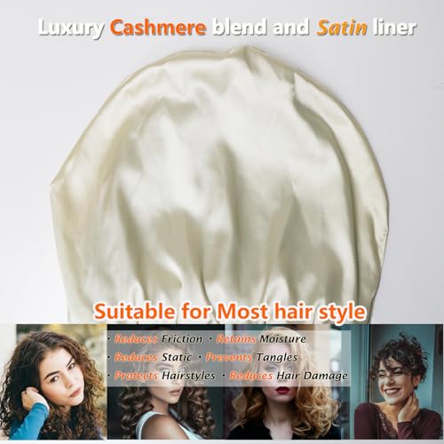 Cashmere Blend Satin Lined Beanie Hat Wool Winter Hats for Women Men Cuffed Hat Silk Lining Slouchy Beanie Women Knit Hat