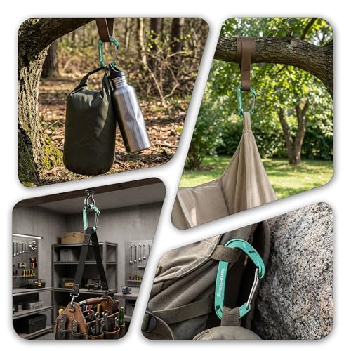 Heavy Duty Stainless Steel Wiregate Carabiner 15kN for Camping Hiking - Green 4 Pack