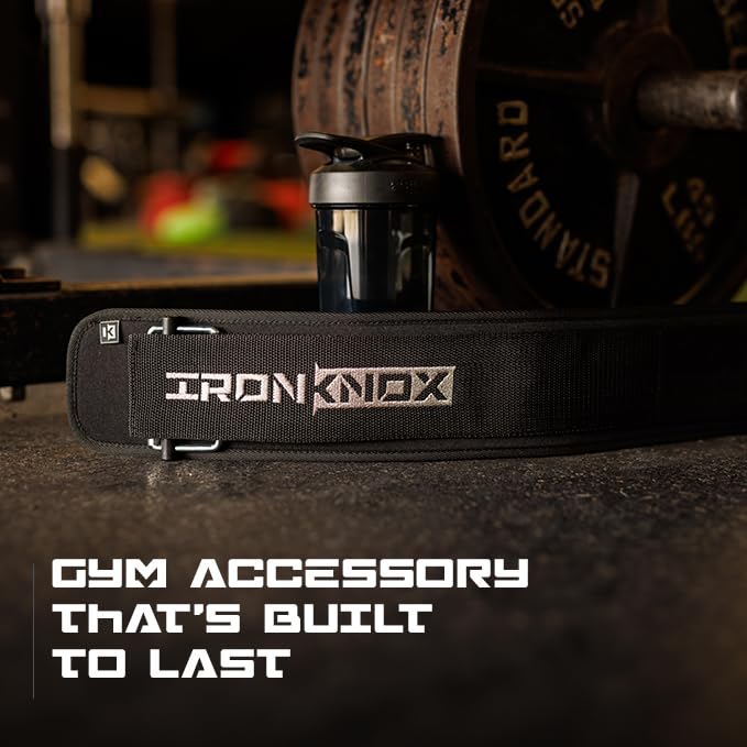 IronKnox Premium Weight Lifting Belt, 4 Inch Weight Belt for Men and Women with Self Locking Metal Buckle for Maximum Support, Weightlifting Belt for Squat or Deadlift, Durable Gym Belt for Men (Black, Large)