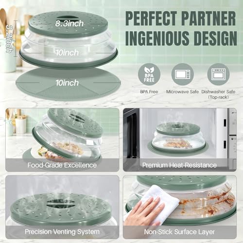 Microwave Splatter Cover with Silicone Trivet and Food Cover - Multi-use Kitchen Protector
