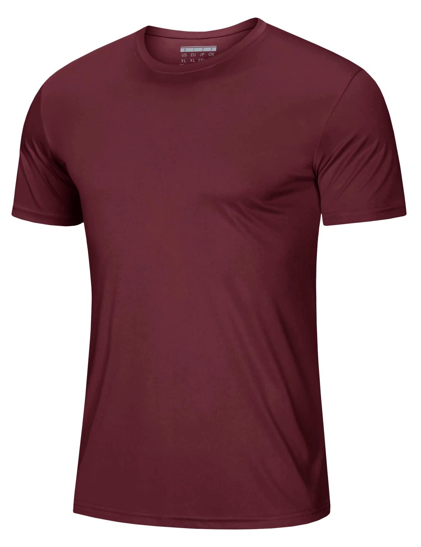 MAGCOMSEN Short Sleeve T Shirt Men UV Protection Moisture Wicking T Shirts Quick Dry Active Shirts Crew Neck T Shirts Wine