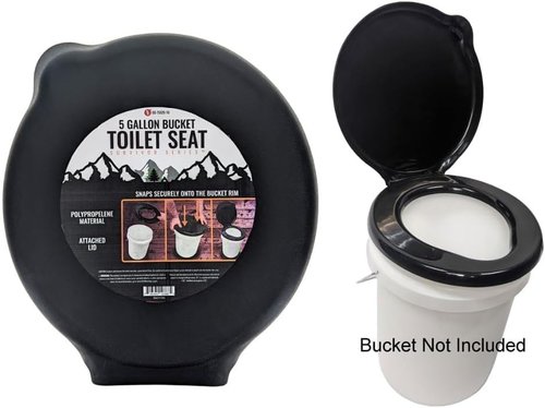 SE Portable Black Plastic Toilet Seat Lids, Fits a 5 Gallon Bucket, Great for Camping, Outdoor Activities, or for Emergencies
