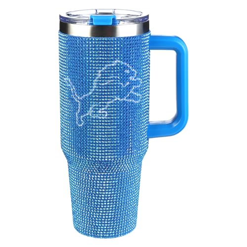 40oz Insulated Tumbler with Detroit Lions Vintage Logo & Bling - Team Color Variation