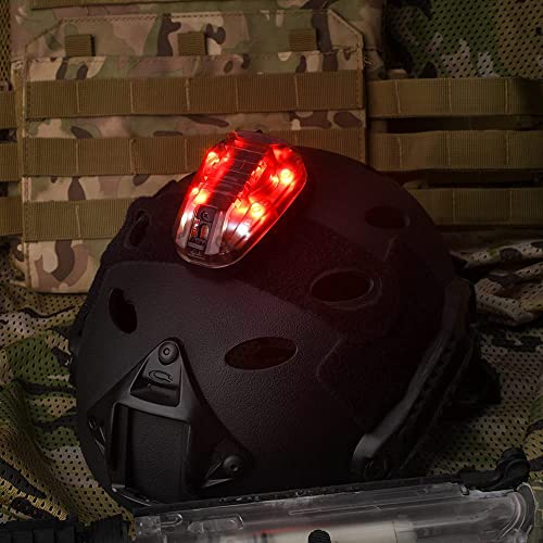Tactical Helmet Light with 4 Lighting Modes Visible LED and IR - BK-RED Variation