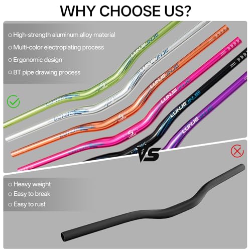 High-Rise Bike Handlebar 31.8mm 55mm Glow-in-the-Dark Logo Cut-to-Fit Aluminum MTB Road