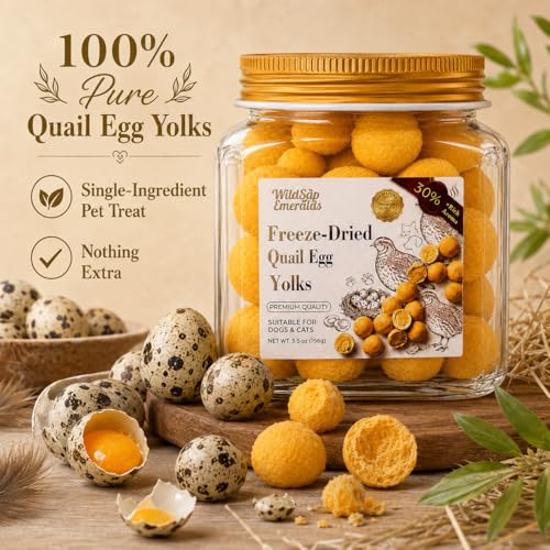 Freeze Dried Quail Egg Yolks for Dogs & Cats - 5.5 oz Treats & Meal Topper
