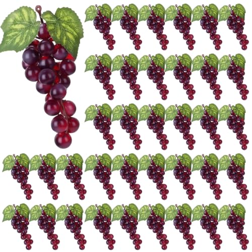 Artificial Grape Set - Classic Style, Purple, 36 Pcs with Realistic Clusters