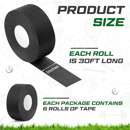 Black Baseball Bat Grip Tape 6 Pack 30ft Cloth Wrap for Softball & Baseball