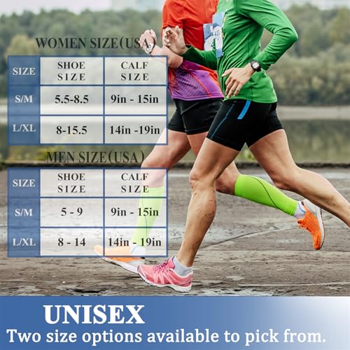 CHARMKING Compression Socks for Women & Men 8 Pairs 15-20 mmHg Athletic Support - Large-X-Large, Black & Blue