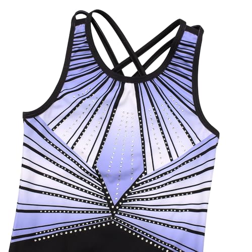 Girls Gymnastics Leotard with Shorts Cross Back Activewear 10-11 Years Bluish-Black Diamond Set