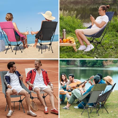 Large Pink High Back Camping Chair - Portable Outdoor Folding Seat