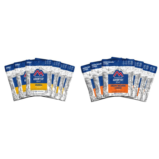 Mountain House Granola with Milk & Blueberries (6-Pack) and Creamy Macaroni & Cheese (6-Pack) | Freeze Dried Backpacking & Camping Food