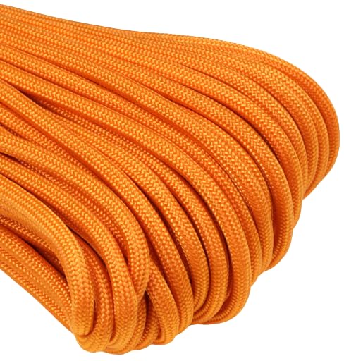 Atwood Rope MFG 550 Paracord 100 Feet 7-Strand Core Nylon Parachute Cord Outside Survival Gear Made in USA | Lanyards, Bracelets, Handle Wraps, Keychain (Alloy Orange)