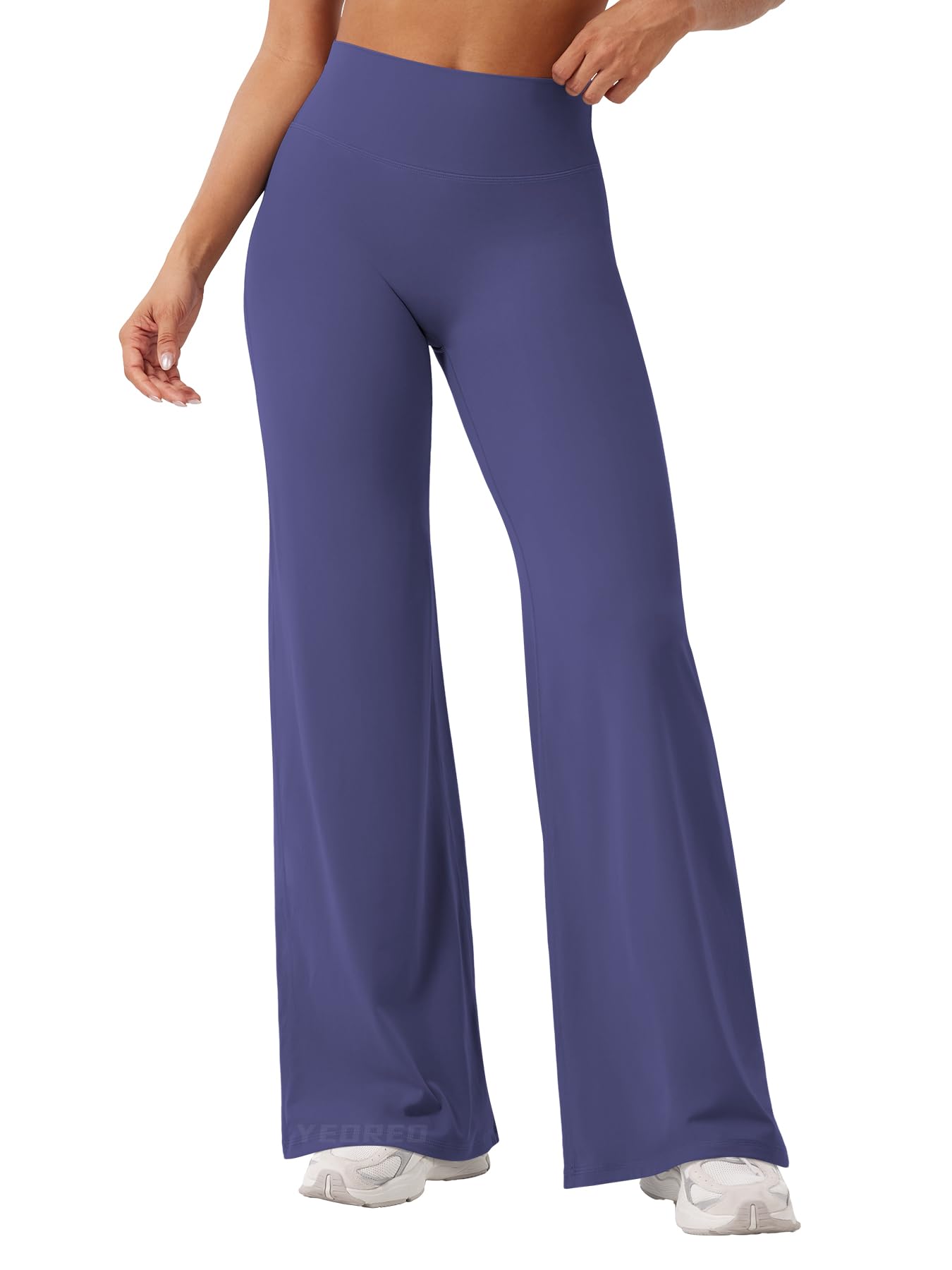 YEOREO Workout Leggings Womens No Front Seam Straight Leggings 31.5" High Waist Buttery Eddiy Gym Yoga Pants Deep Cobalt L