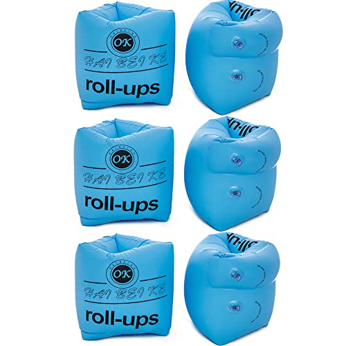 Kids & Adults Inflatable Swim Arm Bands 3 Pairs Floatation Sleeves Blue