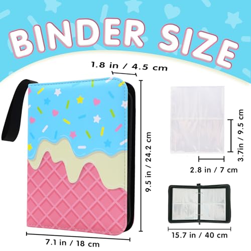 Cute Ice Cream Cake Card Binder Blue - 400 Pocket Card Album for Collectible & Trading Cards