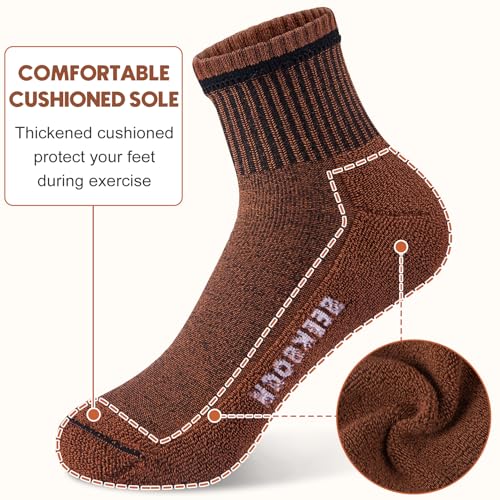Coffee Ankle Socks for Women - Athletic Cotton Quarter Socks, 6 Pairs