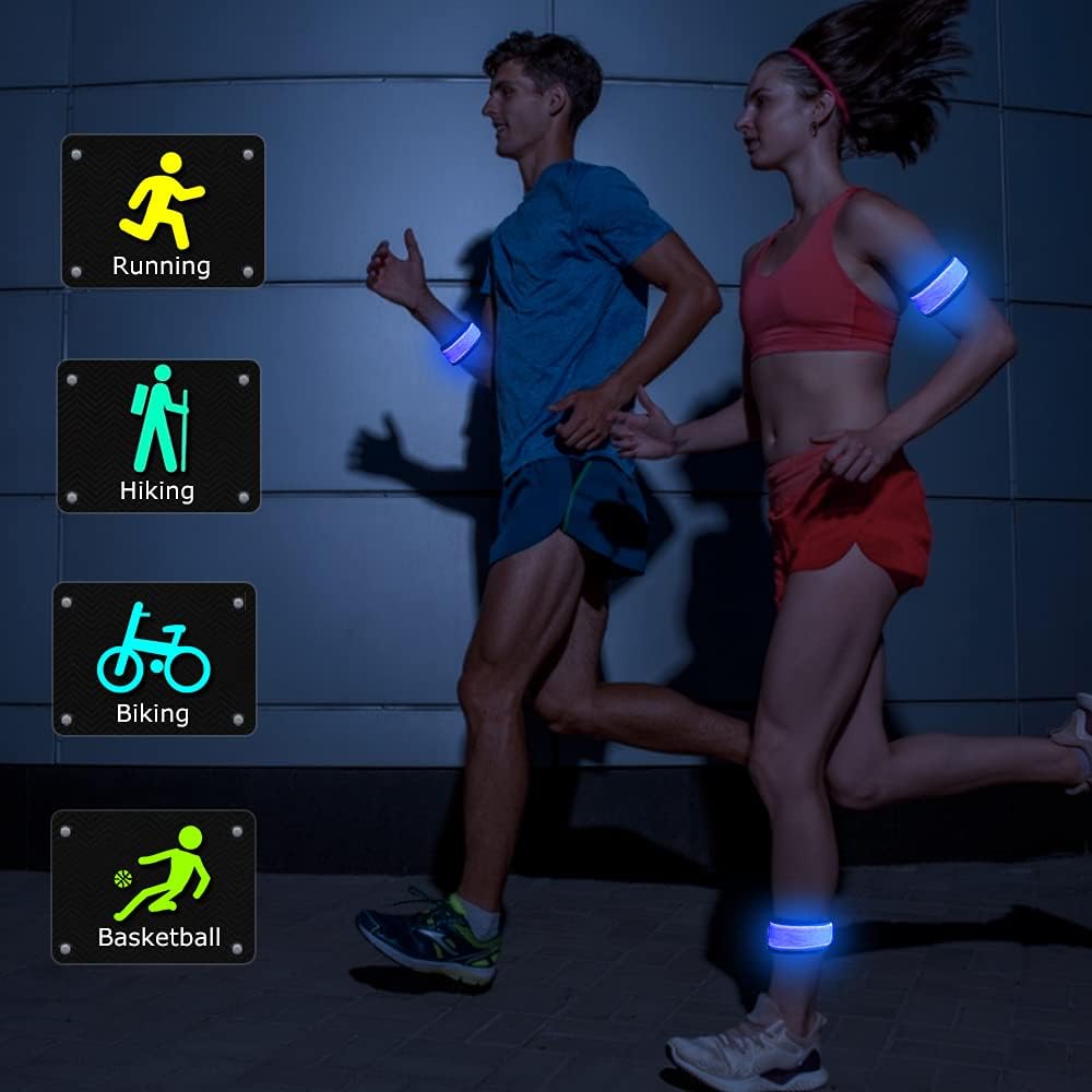 Pack of 6 LED Light Up Band Slap Bracelets Night Safety Wrist Band for Cycling Walking Running Concert Camping Outdoor Sports