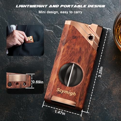 All-in-one Torch Lighter with Tool, Holder, Windproof Flame, Refillable Butane Jet Flame Lighter, Multifunctional Accessories, Gifts for Men, Cool Lighters for Candle, Outdoor (Without Gas)
