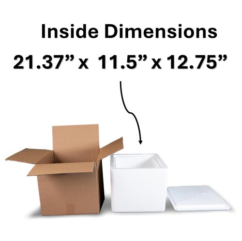 Robin II EPS Foam Ice Chest (Outside Dimensions: 24.5”x14.5”x15.75”) with Shipping Box - 1 Pack. Protective, Thermal, Insulated, Biodegradable, Recyclable, Shipping/Storage, White, 208-001/002