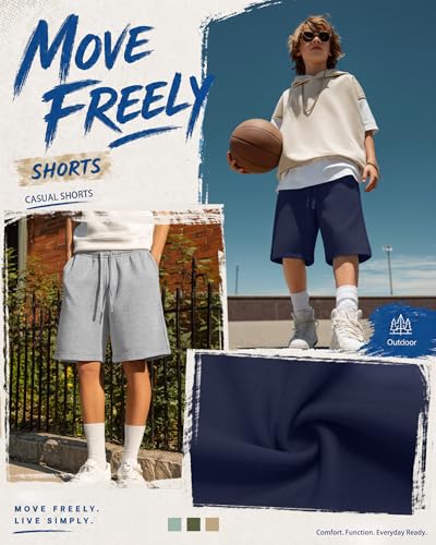 Boys Athletic Shorts 4 Pack - Casual Sweat Shorts for Kids