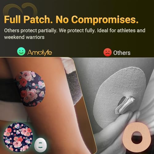 Flower Dexcom G7 Over Patches 10-Pack with Bump-Proof Hard Cap - Pink Flower, Purple Variation