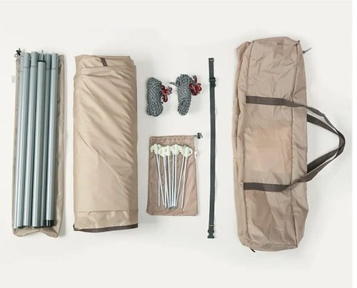 YUEWO 15×10FT 210D Oxford UPF50+ Shelter Camping Tarp with 2 * 7FT Poles, Waterproof & Lightweight Tent Tarp, Rain Fly Sun Shelter, Can Used with Car,Tent & Hammock for Picnic, Garden & Outdoor