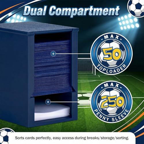 Navy Toploader Dispenser & Penny Sleeve Holder - Dual Compartment Card Storage
