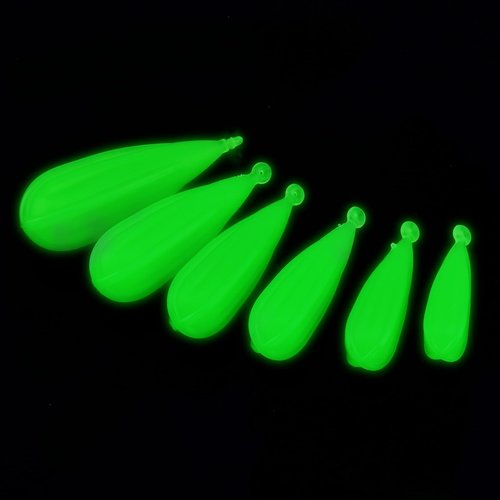 Conskyee Fishing Practice Plugs, Soft PVC Luminous Bait Casting Plug, 6 Mixed Sizes Weight Kids Fishing Sinker Molds for Improving Casting Skills, 1/5oz, 1/4oz, 3/8oz, 2/5oz, 1/2oz, 3/4oz