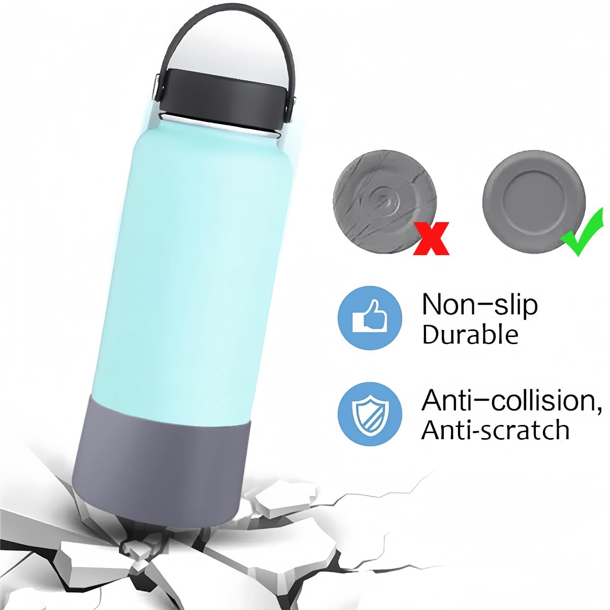 6 PCS Protective Silicone Bottle Boot Silicone Water Bottle Protective Boot Bottom Boot Sleeve Cover Bottle Bumper Silicone Sleeve Silicone Bottom for Hydroflask Boot 12-24oz Avoid Scratches & Noise