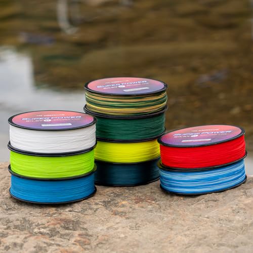 Braided Fishing Line SuperPower Silky8 20LB Moss Green 300 Yards - Abrasion Resistant