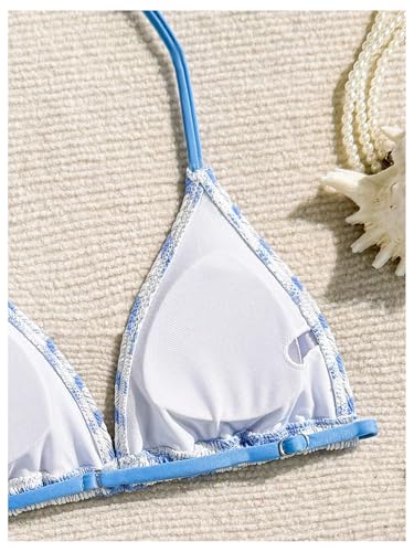 Girls' Tie Dye Smocked Backless Bikini Set - 12 Years Blue & White