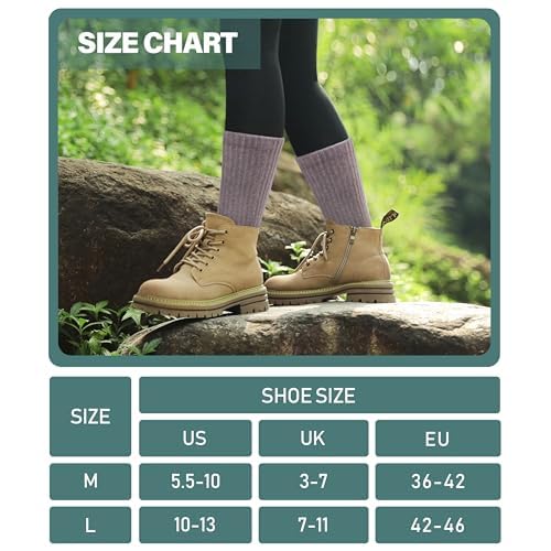 LANLEO Merino Wool Hiking Socks for Women Men Thermal Winter Warm Thick Cushion Moisture Wicking Crew Work Boot Socks