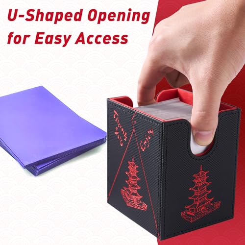 Venssu Chinese Takeout Deck Box for TCG Cards - Black & Red