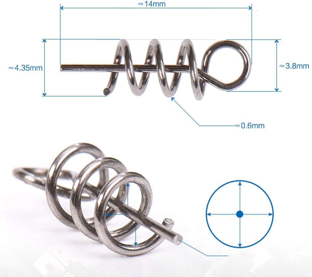 50pcs Fishing Hook Centering Pin Spring Twist Lock for Soft Lure Bait Worm Crank Terminal Tackle and Accessories