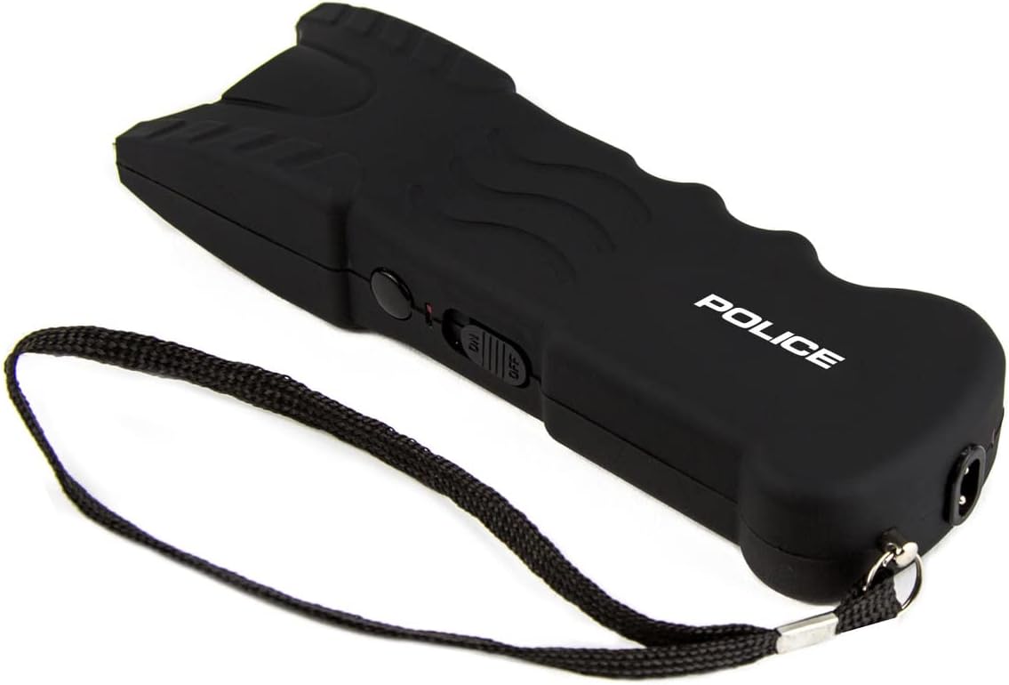 POLICE Stun Gun for Self Defense 916 – High Voltage Rechargeable with LED Flashlight, Compact & Heavy Duty – Personal Security for Women & Men – Black