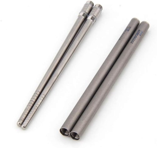 Chopsticks, Foldable Portable Titanium Chopsticks with Carry Bag, Tableware for Outdoor Camping Picnic (Grey)