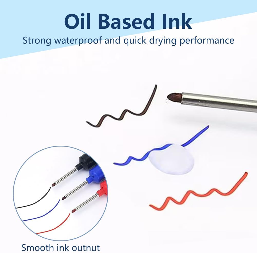 5Pack Long Head Deep Hole Marker Pens, 20mm Deep Reach Metal Marking Pen, Waterproof Quick-Dry Long Nib Marker, Deep Reach Markers Marking Tool for Carpentry & Construction (Mix)