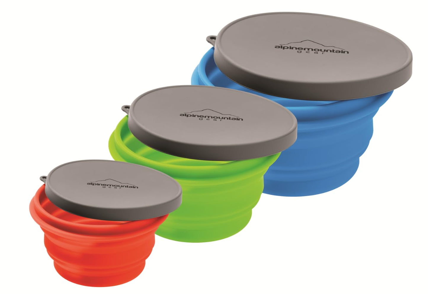 Alpine Mountain Gear 3 Pack Collapsible Silicone Bowl Bundle (Includes Small Red, Medium Green and Large Blue Bowl)