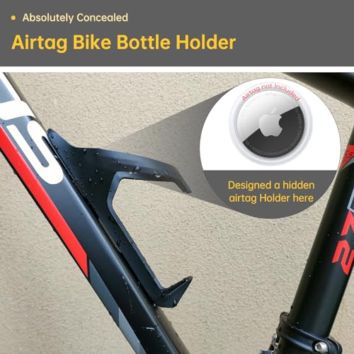 Air Tracker Tag Bike Mount Hidden on Water Bottle Holder, Universal MTB Road Bike Anti-Theft GPS Tracker, Waterproof Holder & Drink Cup Cage for All Bicycle, Stealth Durable Plastic Bracket